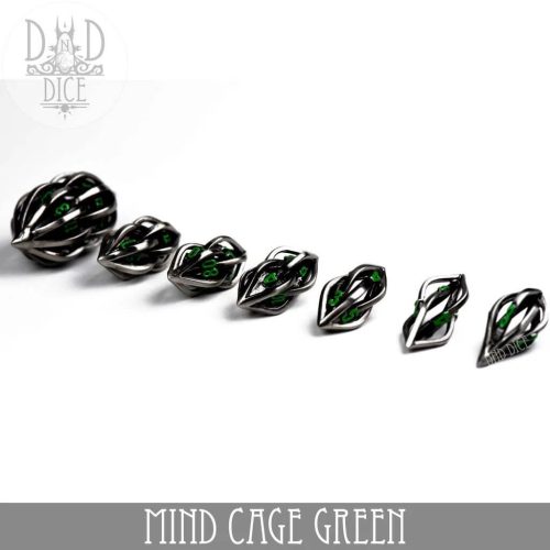 Mind Cage Green - Hollow Metal Dice set - 7 stuks