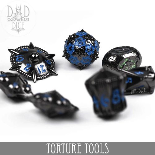 Torture Tools Blue - Metal Dice set - 7 stuks