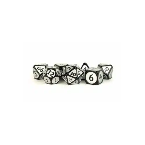 Black with Silver - Enamel Dice set - 7 stuks