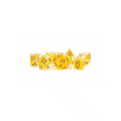 Citrine Pearls - Dice set - 7 stuks
