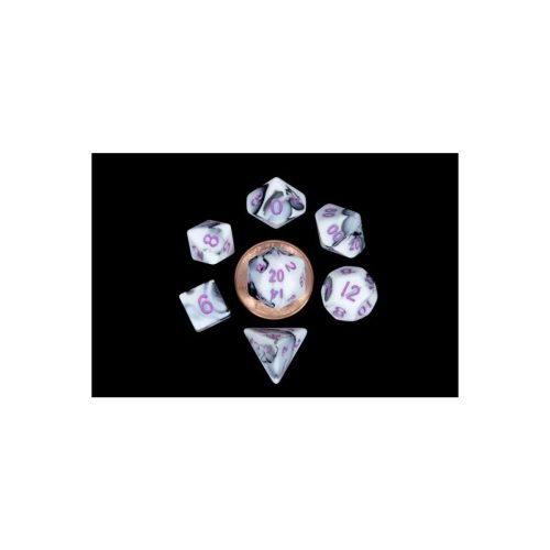 Marble with Purple - Mini Dice set - 7 stuks