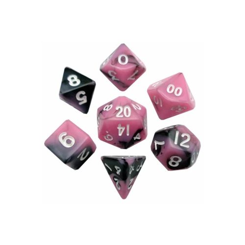 Pink/Black - Mini Dice set - 7 stuks