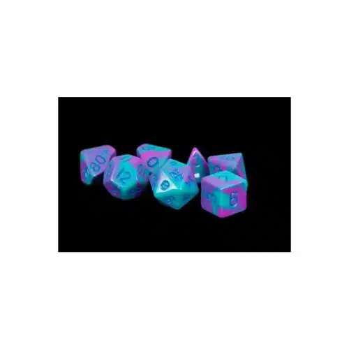 Purple/Teal - Mini Dice set - 7 stuks