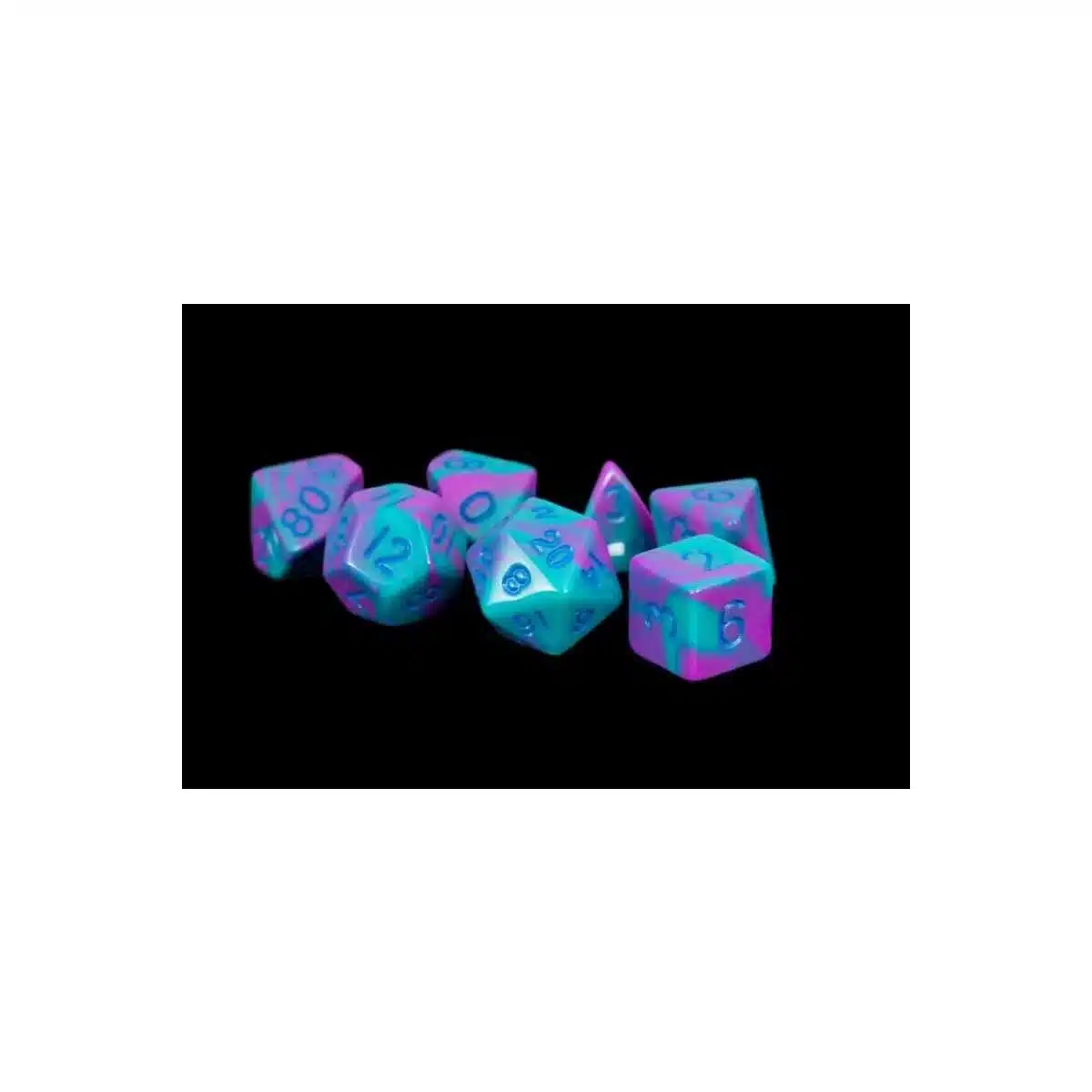 Purple/Teal - Mini Dice set - 7 stuks