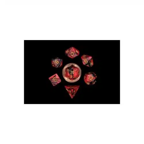 Red/Black - Mini Dice set - 7 stuks