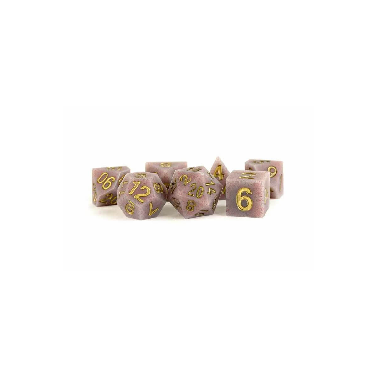 Volcanic Soot - Rubber Sharp Edge Dice set - 7 stuks