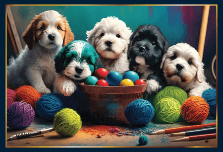 Artistieke Puppies - 1000 stukken Puzzel