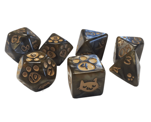 Kitten Brown Polyhedral Dice set - 7 stuks