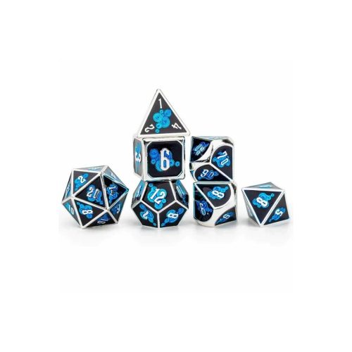 Blue Gears Steampunk - Metal Dice set - 7 stuks