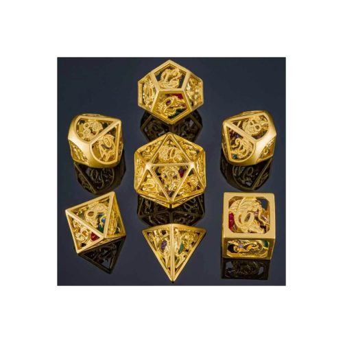 Dragon with Gems - Hollow Metal Dice set - 7 stuks