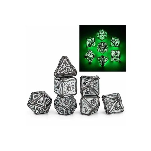 Druid Glow in the Dark - Metal Dice set - 7 stuks