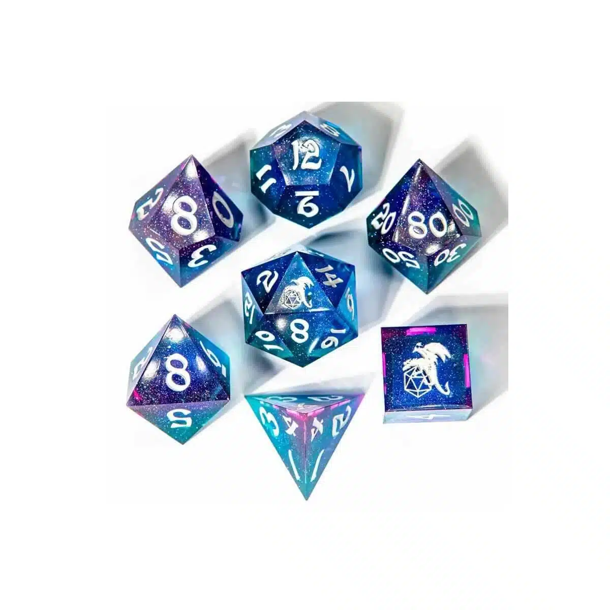 Fairy Stones - Handmade Sharp Edge Dice set - 7 stuks