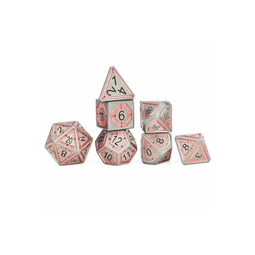Gunmetal with Rose Gold Chrome - Metal Dice set - 7 stuks