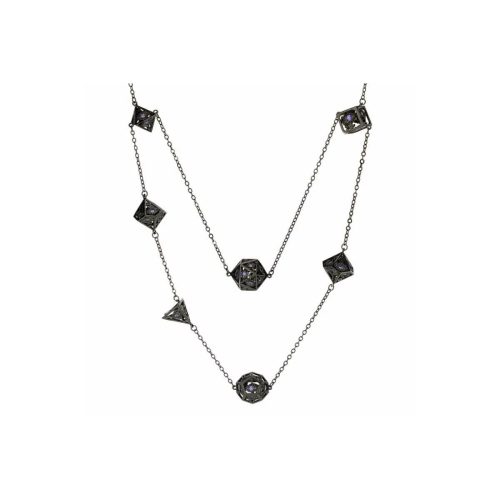 Gunmetal w/Purple Gems - Dragon's Eye 7-die Necklace