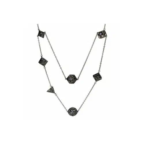 Gunmetal w/Purple Gems - Dragon's Eye 7-die Necklace