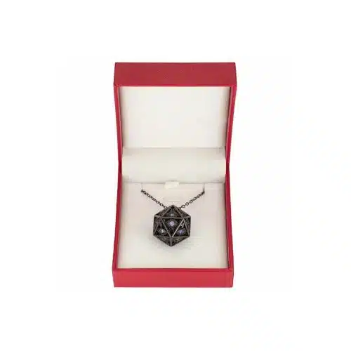Gunmetal w/Purple Gems - Dragon's Eye D20 Necklace