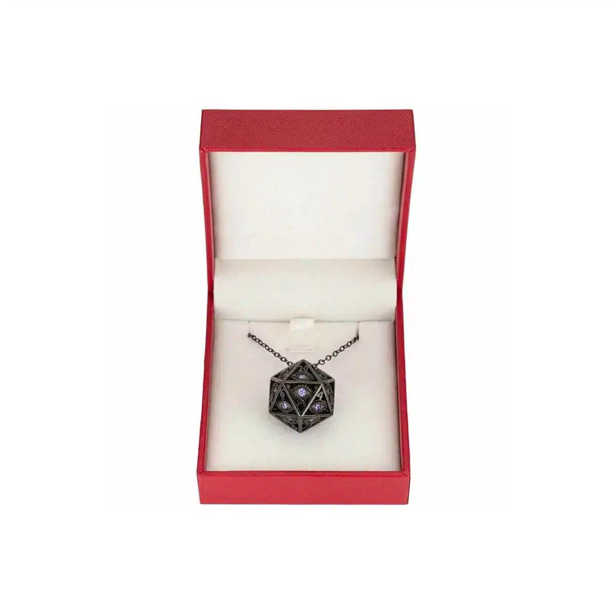 Gunmetal w/Purple Gems - Dragon's Eye D20 Necklace