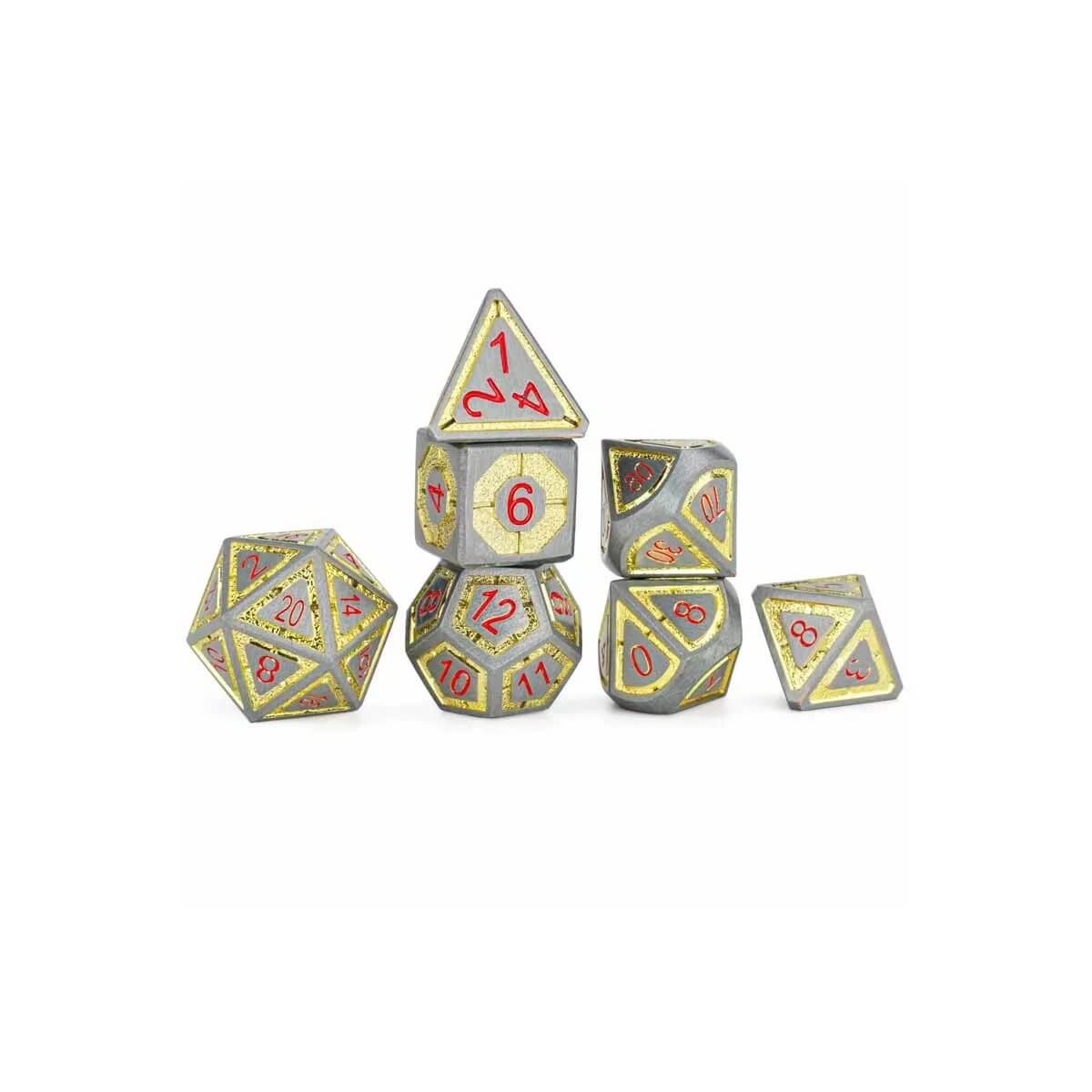 Iron with Gold Chrome - Metal Dice set - 7 stuks