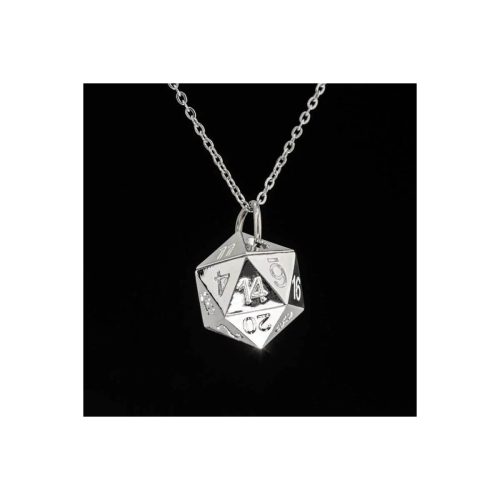 Silver - Metal D20 Necklace