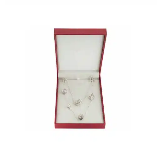 Silver w/Pink Gems - Dragon's Eye 7-die Necklace