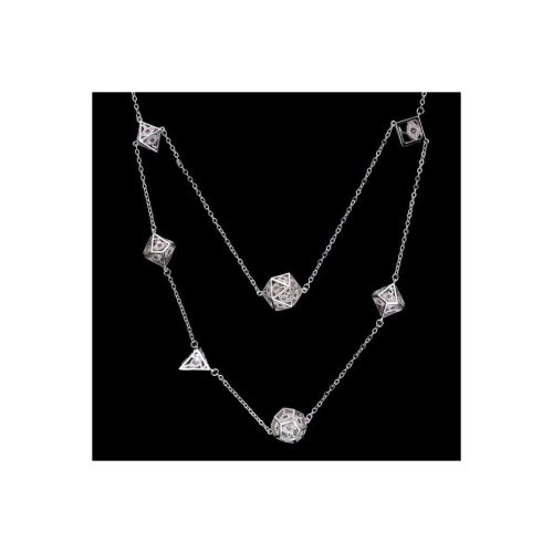 Silver w/Pink Gems - Dragon's Eye 7-die Necklace