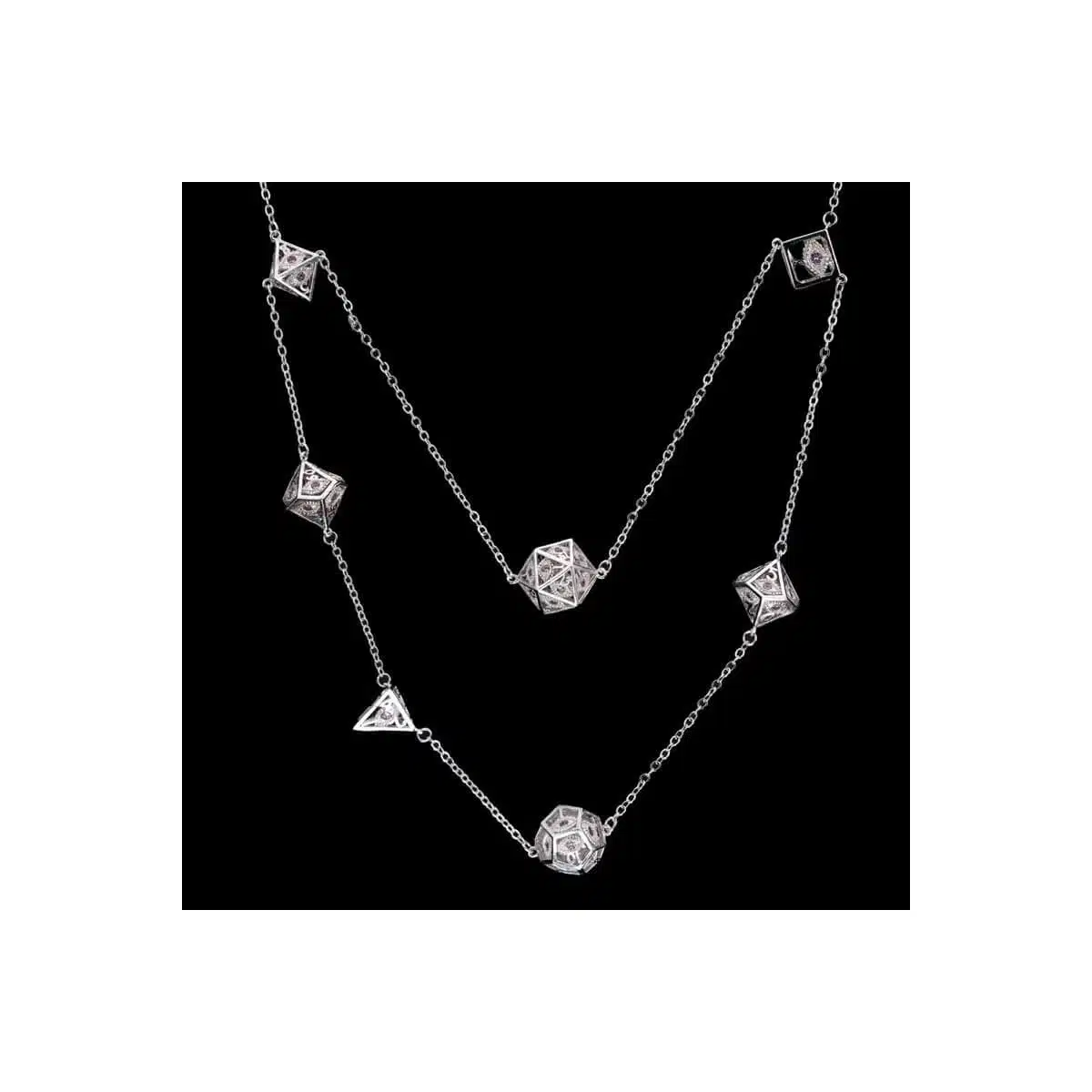 Silver w/Pink Gems - Dragon's Eye 7-die Necklace