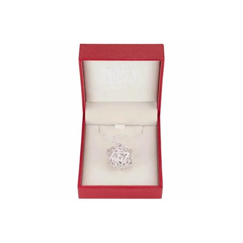 Silver w/Pink Gems - Dragon's Eye D20 Necklace