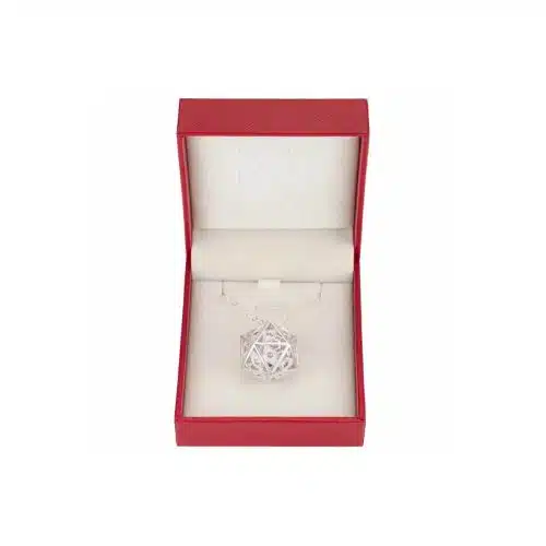 Silver w/Pink Gems - Dragon's Eye D20 Necklace