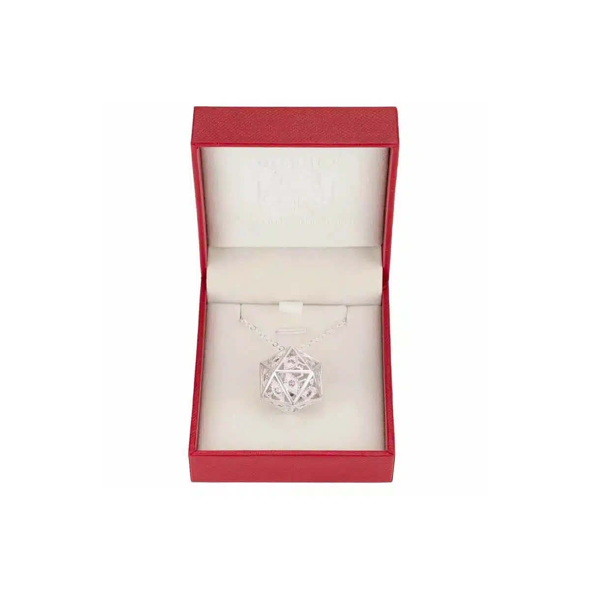 Silver w/Pink Gems - Dragon's Eye D20 Necklace