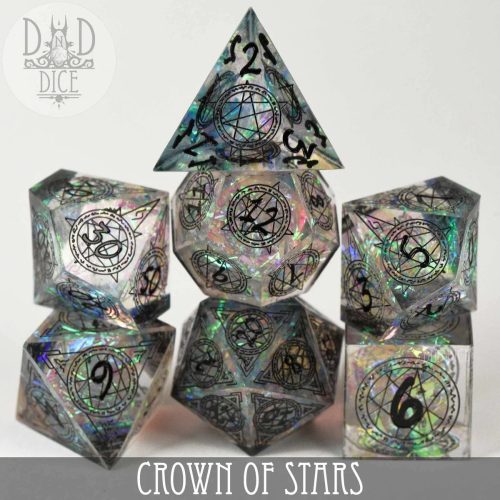 Crown of Stars - Handmade Dice set - 7 stuks