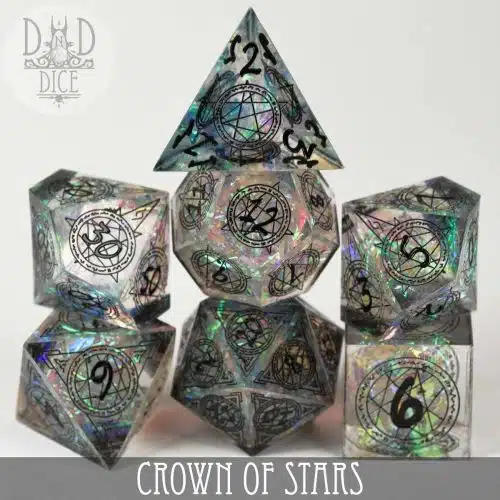 Crown of Stars - Handmade Dice set - 7 stuks