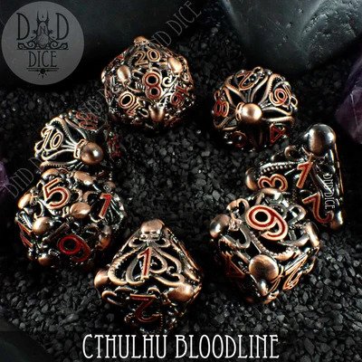 Cthulhu Bloodline - Hollow Metal Dice set - 7 stuks
