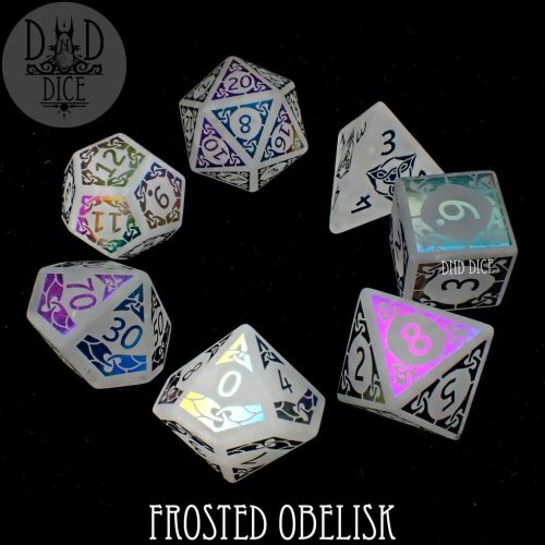 Frosted Obelisk - Gemstone Dice set - 7 stuks