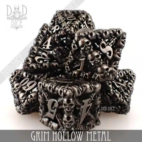 Grim - Hollow Metal Dice set - 7 stuks