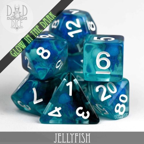 Jellyfish Glow - Glow in the Dark Dice set - 7 stuks