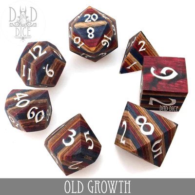 Old Growth - Wooden Dice set - 7 stuks