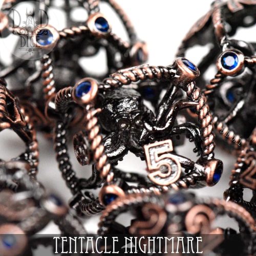 Tentacle Nightmare - Hollow Metal Dice set - 7 stuks