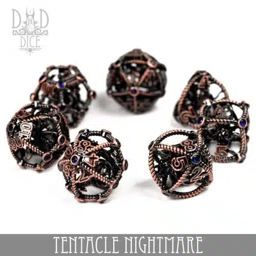 Tentacle Nightmare - Hollow Metal Dice set - 7 stuks