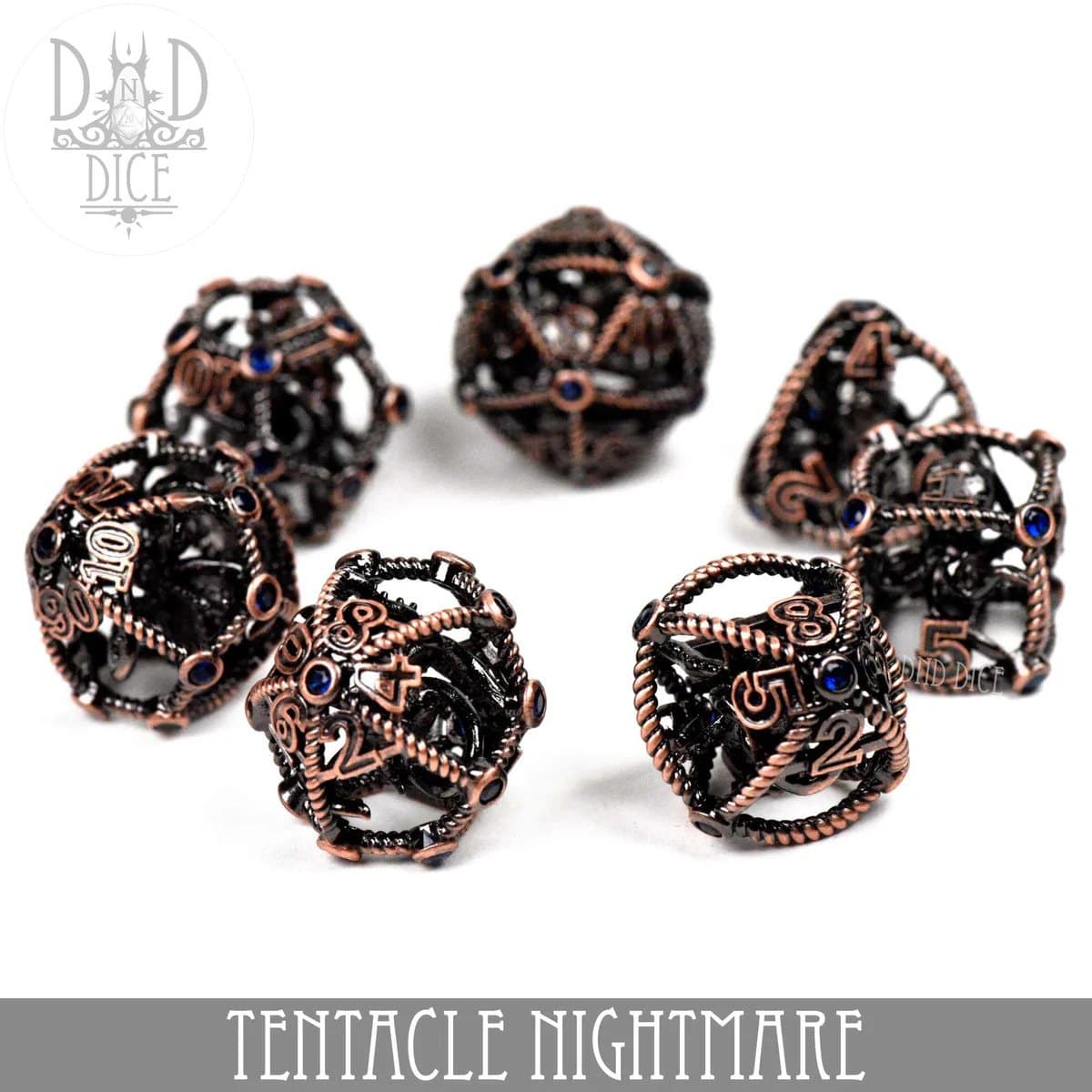 Tentacle Nightmare - Hollow Metal Dice set - 7 stuks