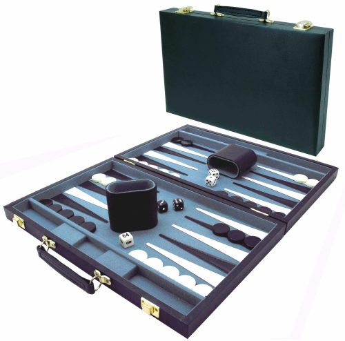 Backgammon Blauw ingelegd vilt 38,5 cm