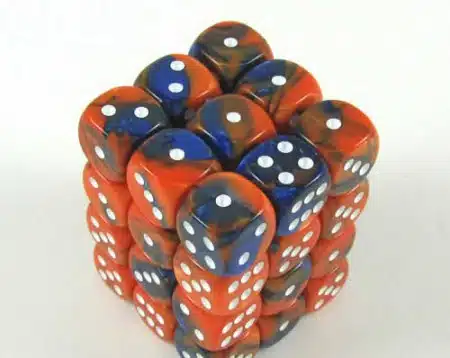Blue-Orange/White Gemini D6 12mm (36 stuks)