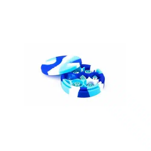 Blue/White/Light Blue - Round Silicone Dice Case