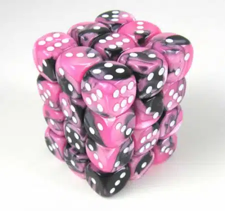 Gemini Black-Pink/white D6 12mm (36 stuks)