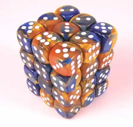 Gemini Blue-Gold/white D6 12mm Dobbelsteen Set (36 stuks)