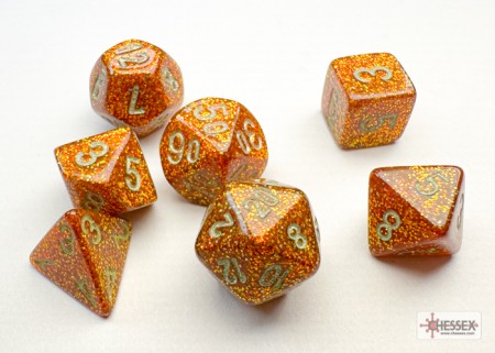Glitter Gold/silver - Mini Polyhedral Dice set - 7 stuks