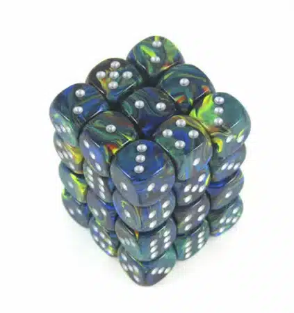 Green w/Silver Festive D6 12mm (36 stuks)