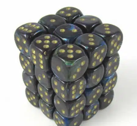 Lustrous Shadow w/Gold D6 12mm (36 stuks)