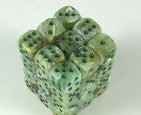 Marble Green/dark green D6 12mm (36 stuks)