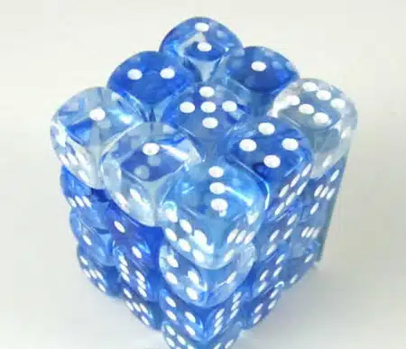 Nebula Blue/White D6 12mm (36 stuks)