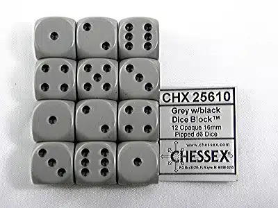 Opaque Grey/black D6 16mm (12 stuks)